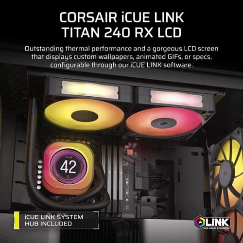 Corsair iCUE LINK Titan 240 RX LCD RGB CPU Liquid Cooler